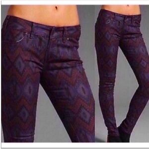 Free People Purple Patterned Jeans